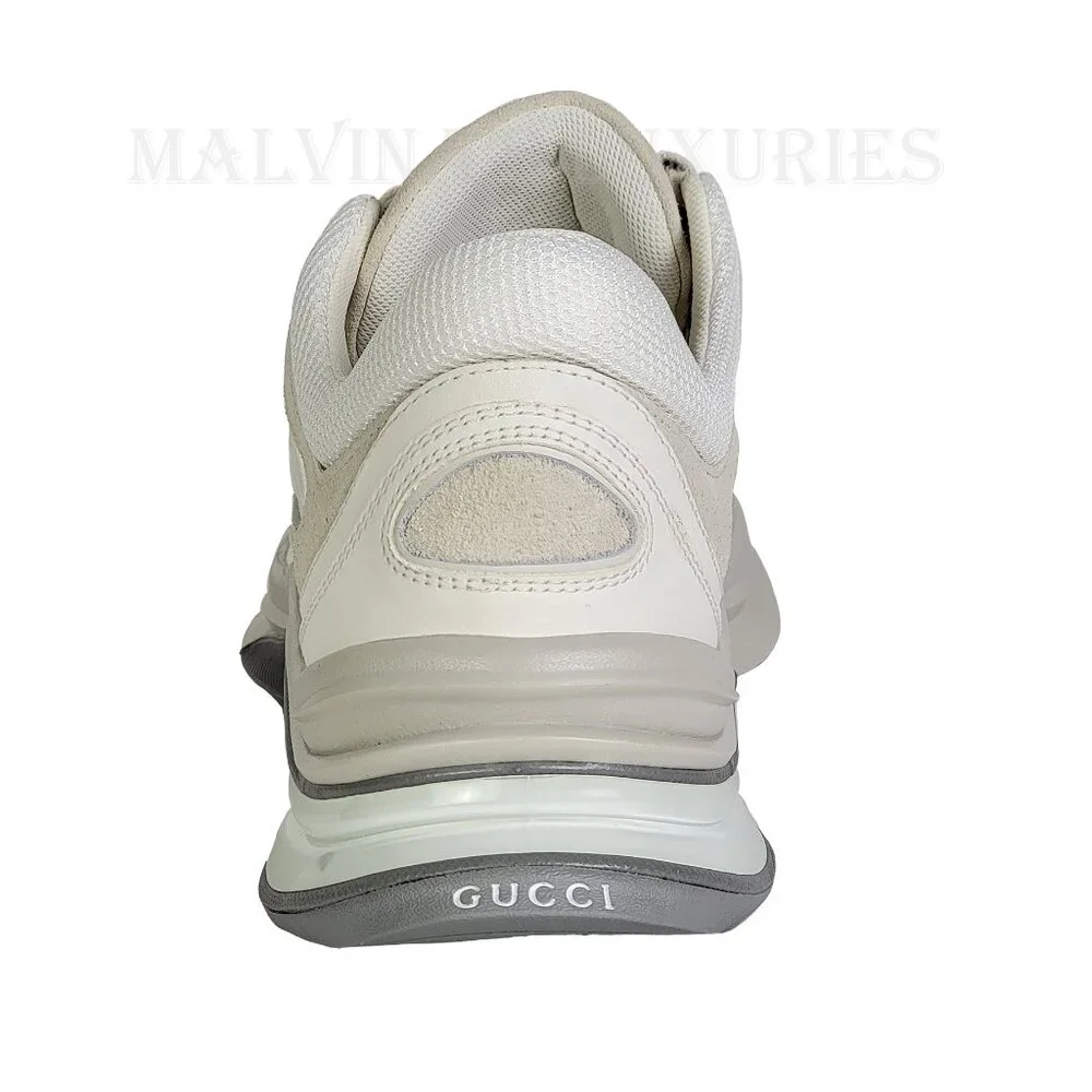 GUCCI SNEAKERS RUN WHITE SUEDE LEATHER INTERLOCKING G LOGO SHOES sz 40.5 10.5 - Picture 6 of 16